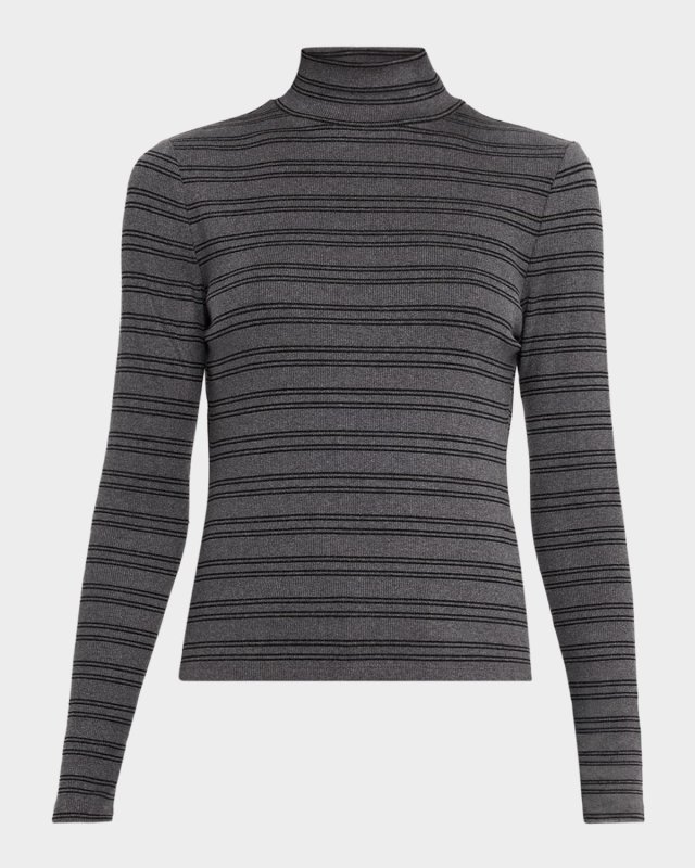 Nate Striped Ribbed Mock-Neck Top